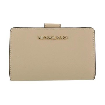 【Michael Kors】防刮皮革釦式素面中夾-奶茶色