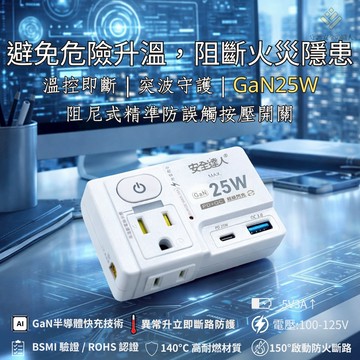 🚚 隔日到貨，USB防火裝置插座🏪溫控斷路系統 防護蓋 自動斷電 防雷突波 安全防護 充電頭 USB TypeC 開關
