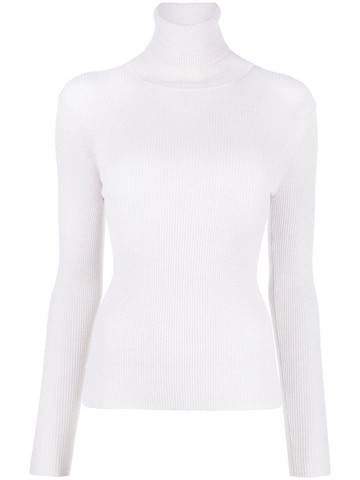 P.A.R.O.S.H. - ribbed-knit lurex roll-neck sweater - women - Polyester/Wool - M - Neutrals