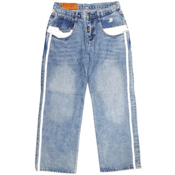 BORNRICH BR0001 TRACK JEANS 側邊條紋 水洗丹寧長褲 (淺藍色)