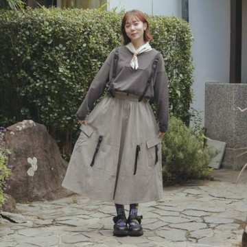 【MOSS CLUB】可吊帶兩穿工裝裙子 藍 灰