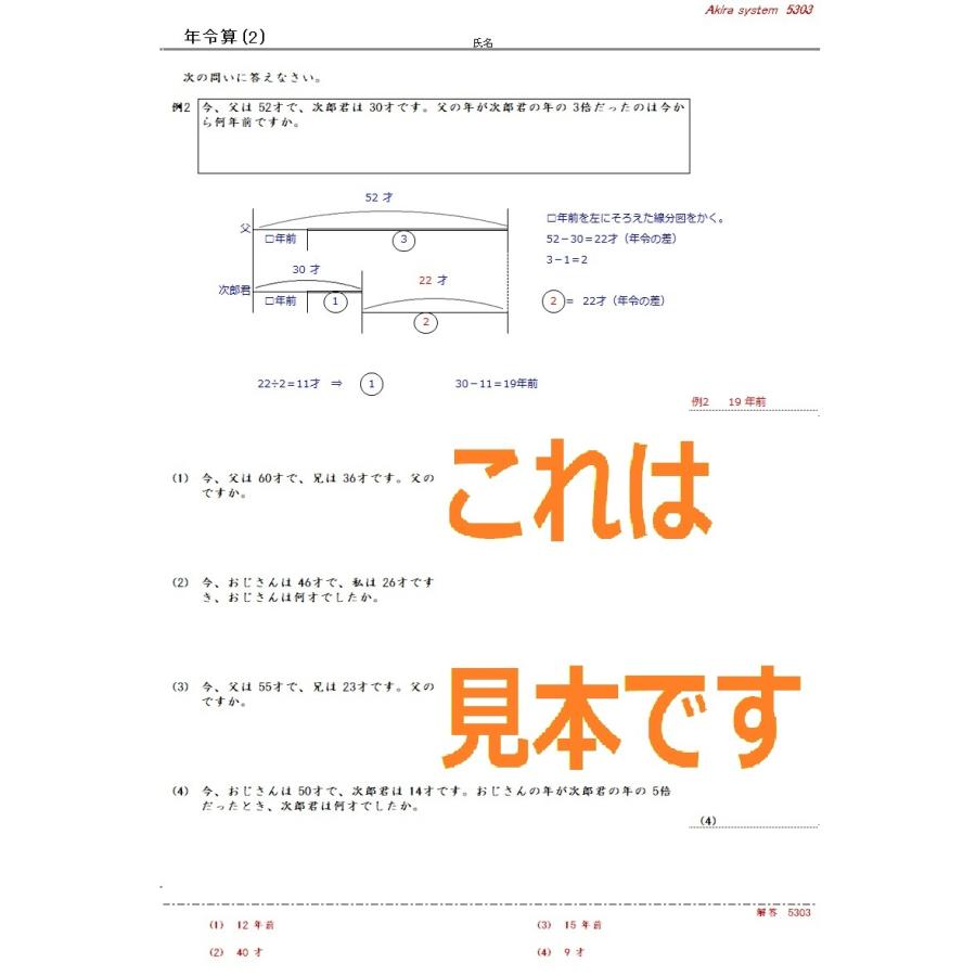 中学受験算数　解説年令算