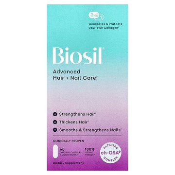 Biosil, 高階頭髮 + 指甲護理 + 生物維生素，60 粒原味膠囊