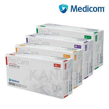 【Medicom麥迪康】ProCare 無粉乳膠手套 檢診手套 (100入/盒)