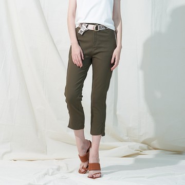 CLL巧玲瓏 素色修身百搭斜口七分褲 2362117