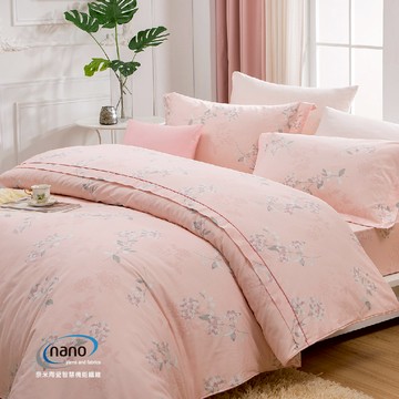 兩用被床包四件組 /純粹好棉100%無異纖精梳純棉/2313錦繡花園(粉)