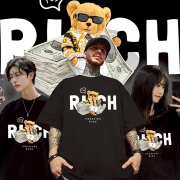 RICH富豪小熊 泰迪熊短T  純棉短TEE 情侶T恤  台灣製