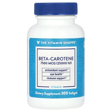 The Vitamin Shoppe, β-胡蘿蔔素，7500 微克（25000 國際單位），300 粒軟膠囊