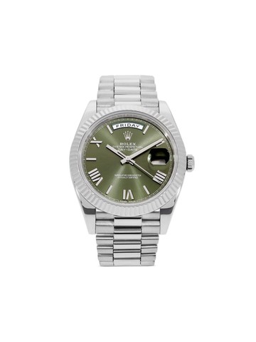 Rolex - 2023 unworn Day-Date 40mm - men - Sapphire Glass/White Gold - One Size - Green