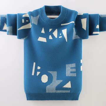 男童全棉中大童半高領雙層加厚兒童毛衣打底衫針織衫秋冬新款條紋