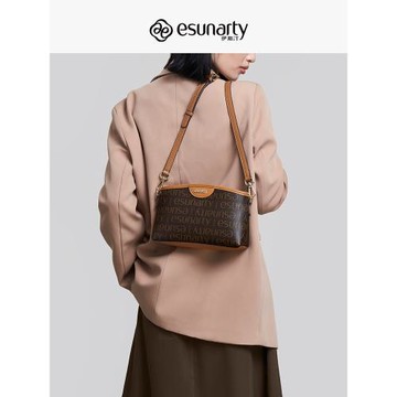 ESUNARTY包包女款2025新款斜挎包老花小包通勤媽媽包大容量腋下包