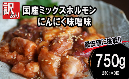 ホルモン焼き 国産牛 ミックスホルモン 750g (250g×3) ホルモン 焼肉 にんにく味噌味