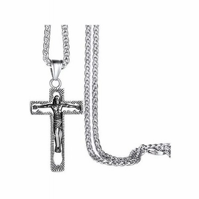 Chainspro キリスト クロス 十字架 ネックレス メンズ 人気 シルバー サージカルステンレス ペンダント アンティーク風 通販 Lineポイント最大get Lineショッピング