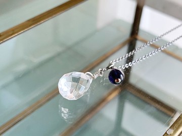 男女皆宜 [四月/九月生日石] 用堇青石和水晶/項鍊（吊墜）提高您的敏感度