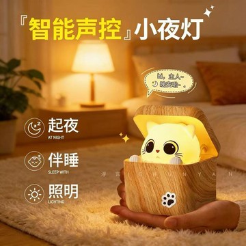 E哥❤現貨 膽小喵 可愛躲貓貓 萌趣 創意 兒童 哈吉米 小夜燈 起夜伴睡燈 生日禮物 預售