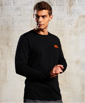 Superdry Men's Men's Sport Label Long Sleeve T-Shirt Black - Size: Xxl