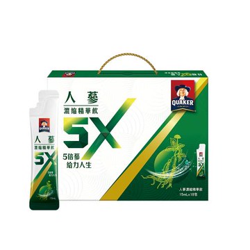 【官方直營】QUAKER 桂格 5X人蔘濃縮精華飲15ml×18入x1盒(共18入)