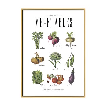 有機蔬菜集  多款蔬菜圖案  40 x 30cm  木色