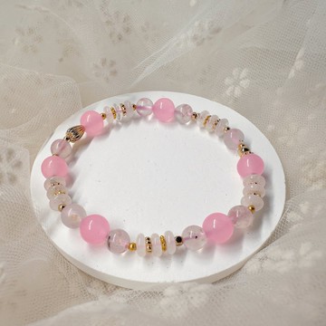 戀愛頻率 粉玉髓手串 白水晶手鍊 設計手鍊 水晶手鍊 送禮推薦