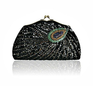 【巴黎精品】現貨+預購 晚宴包手拿包-亮片孔雀翎珠繡鍊條女包包6色a1fi10