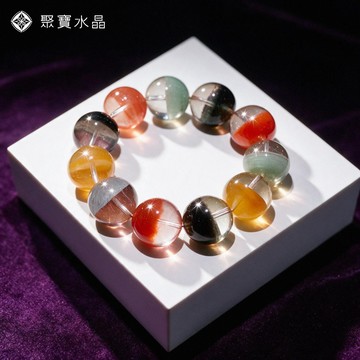 【傳家級兔毛幽靈聚寶盆20mm】水晶 手排 手鐲 吊墜 球 白水晶 項鍊 手串 戒指 直播 聚寶水晶