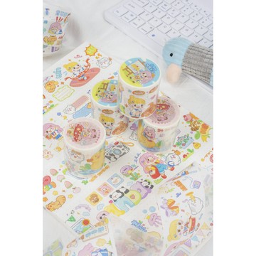 🍋檸檬青🍋清倉現貨小Q系列2款5cm*5m自帶離型紙超可愛超長循環卡通膠帶貼紙手帳裝飾素材