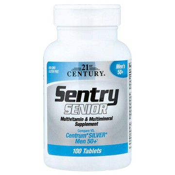 21st Century, Sentry Senior，複合維生素和礦物質補充劑，男性 50+，100 片裝