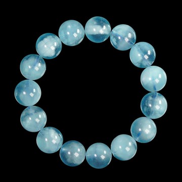 【正佳珠寶】海藍寶 頂級貓眼海藍寶 12.8-13.3mm 海藍寶手珠