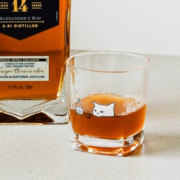 UDlab｜不想上班動物玻璃方形酒杯 立體冰山威士忌杯 耐熱透明玻璃 冷飲杯 調酒杯 造型杯 富士山 CB-H02051