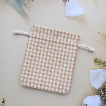 【燕麥格紋】束口袋 小物收納袋