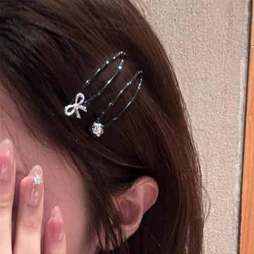 🥇隔日達出💎韓系極簡冷淡風金屬蝴蝶結髮夾高級感小衆側邊碎髮BB夾氛圍感發卡
