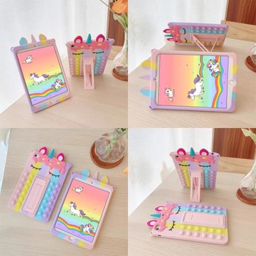 【可豎屏橫版支撐】適用2021款iPad9保護套10.2寸mini6兒童air5硅膠5迷你4/iPad平板air4卡通pro11/10.5/12.9