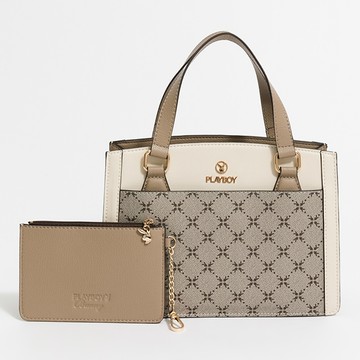 PLAYBOY - 手提包附長背帶 Lélégance系列 - 卡其色