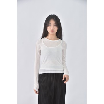 (S) queenshop韓牌質感棉質兩件式白色長袖上衣二手衣