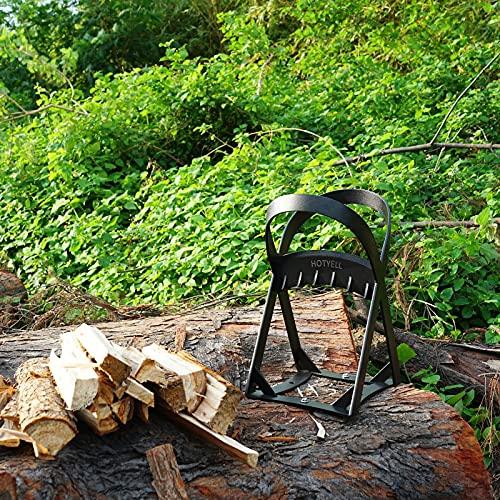 HOTYELL Firewood Splitter?arbon Steel Wood Splitter?arbon%Manual Log Splitting Wedge Tool with Canvas Carrier and Gloves