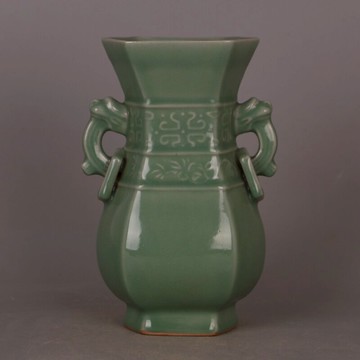 仿 宋龍泉青釉雙耳如意瓶 仿古瓷器古玩古董舊貨家居裝飾收藏擺件