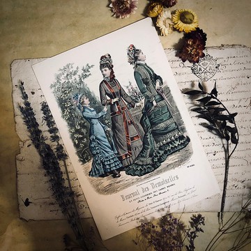 法國百年手工上色19世紀時裝版畫