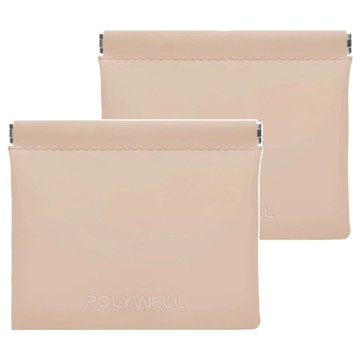 POLYWELL 寶利威爾 彈片收納包 PU PW15-T65-0810 15 x 11.5cm  奶茶色  2個