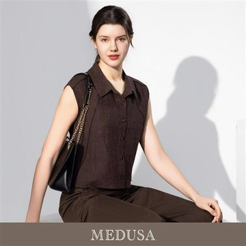 現貨【MEDUSA 曼度莎】亞麻透氣滾邊無袖休閒襯衫（M-XL）｜亞麻襯衫 無袖上衣 涼感穿搭