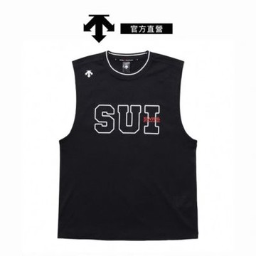 【DESCENTE】迪桑特 男士 無袖運動上衣 透氣運動背心 (黑色)