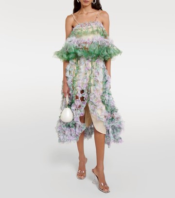 Susan Fang Asymmetric tulle midi skirt