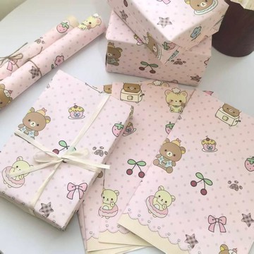 🌸臺灣出貨🎉日系卡通輕鬆熊包裝紙高顏值生日可愛禮物原創送禮設計打包禮品紙