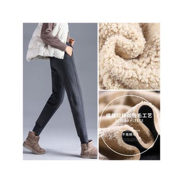 大碼女褲羊羔絨運動褲女高個子加長束腳褲子冬季加厚超長加絨衛褲