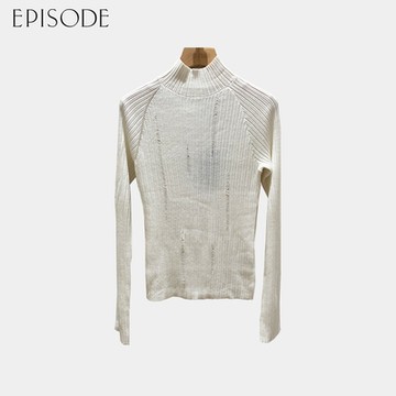 EPISODE - 簡約百搭半高領長袖針織上衣（米）E44503