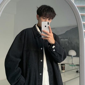 牛仔外套男春秋潮牌寬松工裝夾克美式復古高街上衣青少年男裝褂子