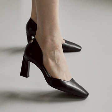 [SAPPUN] Renive 方頭兩側挖空粗跟高跟鞋 (5/7cm)