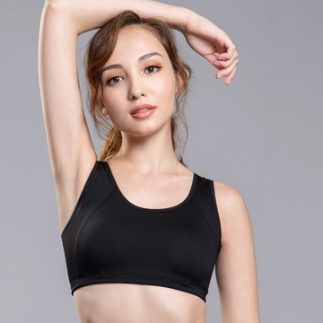 【可蘭霓Clany】MIT撞色顯瘦涼感包副乳防震加大尺碼無鋼圈M-2XL運動內衣 經典黑 6965-63