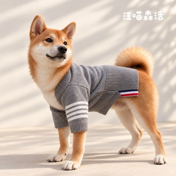【汪喵森活－優惠出清💲】 灰色針織衫 毛衣 狗外套 秋冬服飾 貴賓 貓咪 小型犬服飾 米克斯 比熊 柯基 法鬥 柴犬
