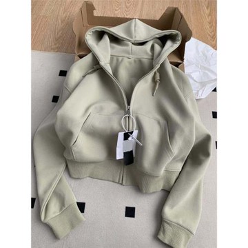 質感太舒服了~ 韓版慵懶風短款連帽衛衣女秋季新款小個子寬松外套