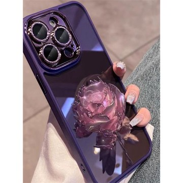 蘋果14promax手機殼新款iPhone14pro自帶閃粉鏡頭膜全包防摔plus高檔紫玫瑰14透明女神13輕奢潮牌